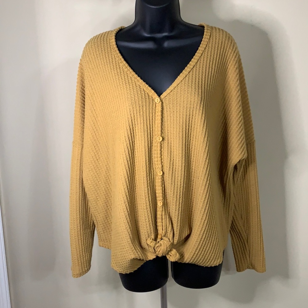 Live in the Moment, Large, Mustard, Waffle Shirt